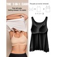 thumbnail image 4 of CARCOS Womens Plus Size Camisoles with Built in Shelf Bras Summer Tank Top Wide Strap Swing Lace Flowy Pleated Sleeveless Tops Black-White,2XL, 4 of 8