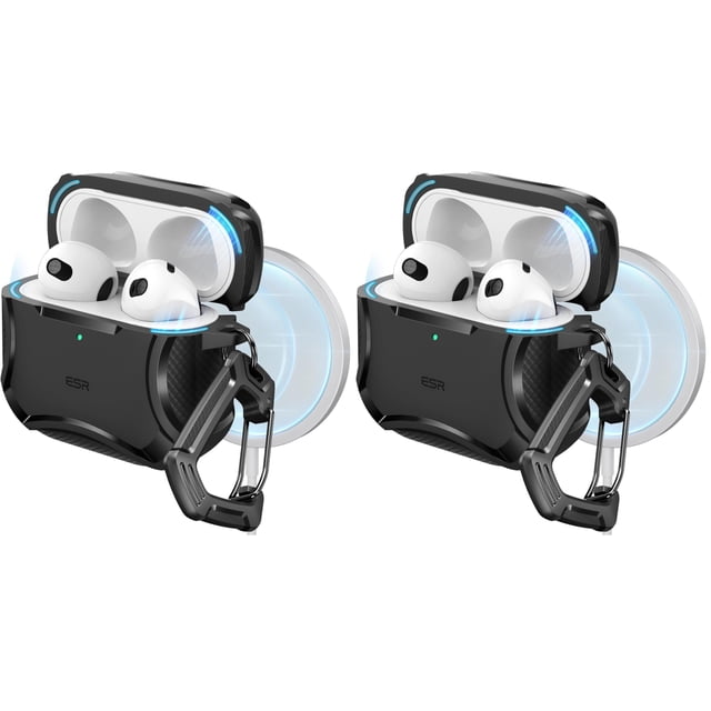Funda negra para AirPods 4 ESR Cyber Series con protección contra caídas