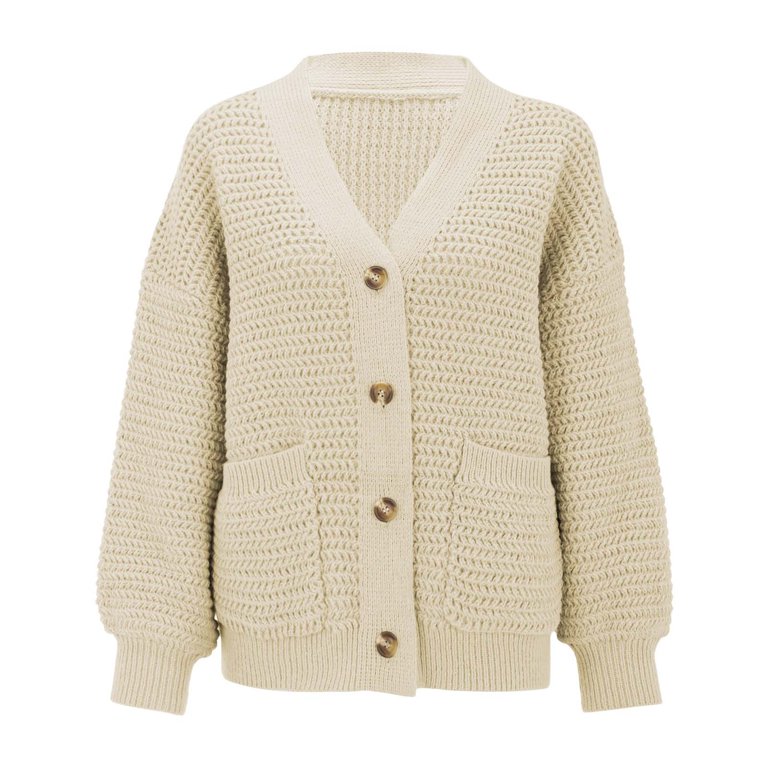 VISALY Cropped Cardigan Cardigan with Pockets Women's Fashion