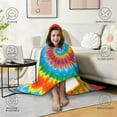 thumbnail image 2 of Wearable Blanket,Colorful Rainbow Tie Dye Spiral Pattern Hooded Wearable Flannel Blanket for Adults & Teens,Winter Poncho Shawl Wrap Cape Cozy Anti-Pill,60"x80", 2 of 2