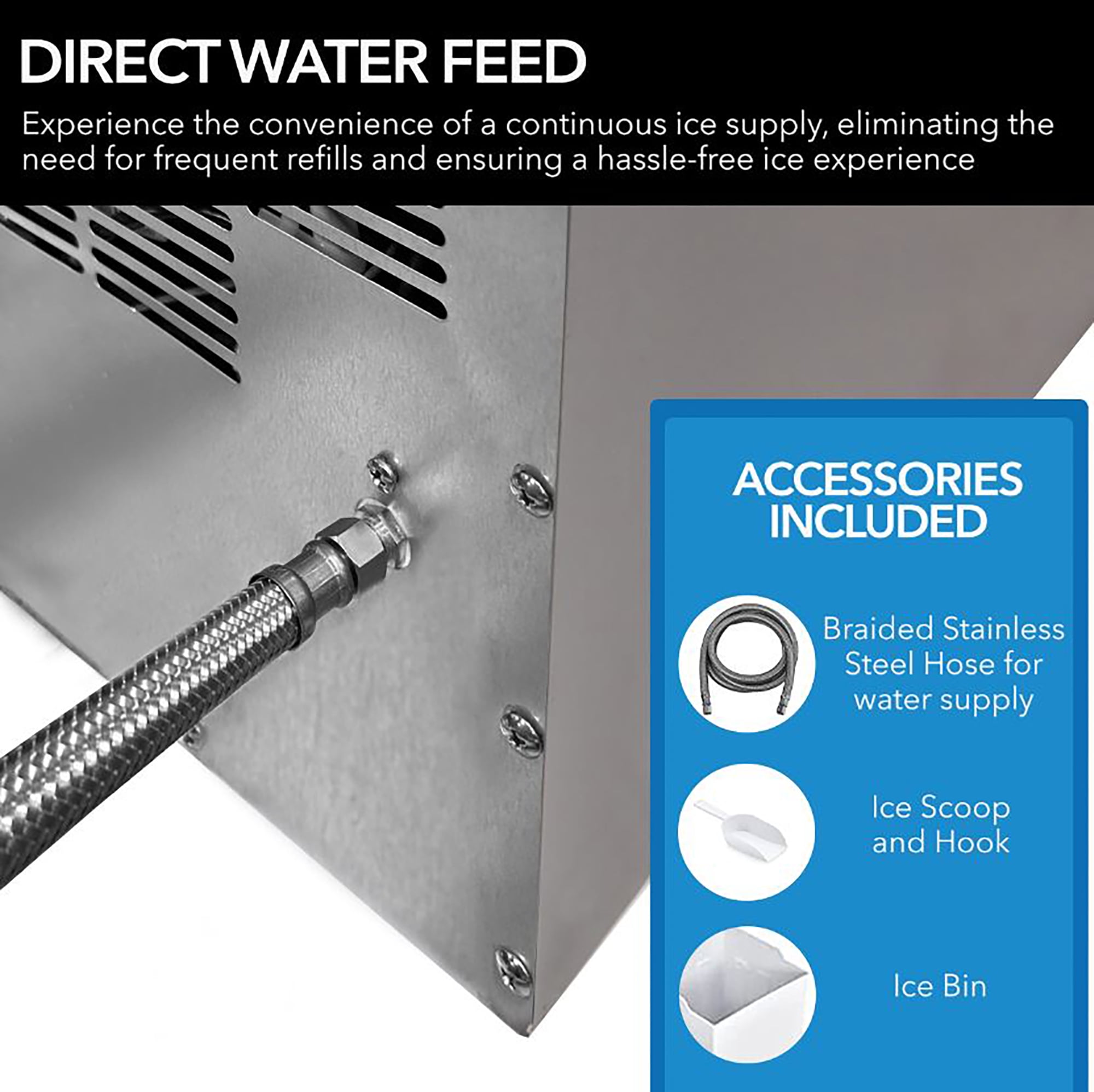 Whynter 14'' Undercounter Automatic Stainless Steel Marine Ice Maker 23lb Daily Output