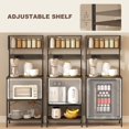 thumbnail image 4 of Distressed Grey Baker's Rack with Power Outlet & USB Ports - Kitchen Microwave Shelf with 5 Hooks - 60.2" Tall Storage Unit, 4 of 7