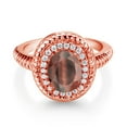 thumbnail image 2 of Gem Stone King 1.76 Ct Oval Red Tiger Eye 18K Rose Gold Plated Silver Ring (Size 6), 2 of 3