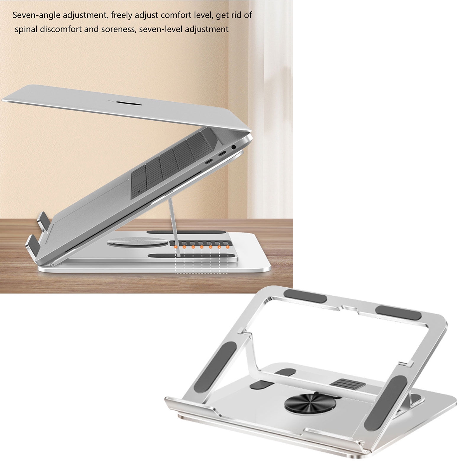Foldable Aluminum Laptop Stand With 7 Heights Setting And NonSlip Base For Secure Placement On Any Desk Or Surfaces