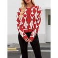 thumbnail image 4 of Women'S Color Block Button Down Cropped Cardigan V Neck Long Sleeve Sweater Jackets Red M, 4 of 6