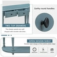thumbnail image 5 of 64'' Inch Retro Circular Curved Design Narrow Console Sofa Table with Open Style Shelf Solid Wooden Frame and Legs Two Top Drawers, Large Storage Space, 5 of 7