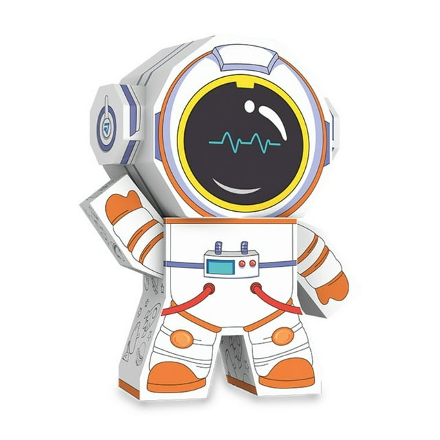 PINGÜE® DIY Doodle | 30x11x38, Figura Astronauta de Cartón para Niños, Apta para Pintar, Incluye 3 Marcadores de Colores, Uso Interior y Exterior, Amigable al Medio Ambiente y Reciclable