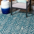 thumbnail image 3 of SAFAVIEH Courtyard Alfonso Chevron Indoor/Outdoor Area Rug, Blue/Grey, 6'7" x 6'7" Round, 3 of 6
