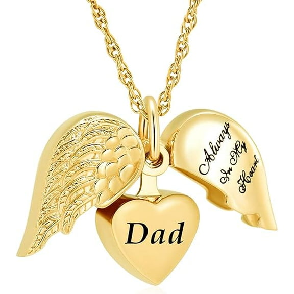 Angel Wing Urn Cremation Jewelry for Ashes Heart Urn Necklace Pendants Ashes for Dad / Mom Family Keepsake Memorial Gifts