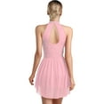 thumbnail image 2 of Raenseen Robe de Danse Lyrique pour Femme Justaucorps Sans Manches avec Jupe Costume de Patinage Artistique sur Glace Rose TTG, 2 of 4