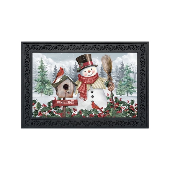 Briarwood Lane Winter Doormat 30x18 Indoor Outdoor Jolly Snowman Welcome For Winter Doormat