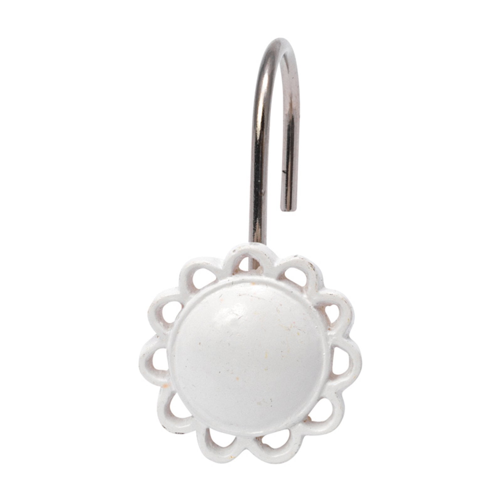 "Filigree" Resin Shower Curtain Hooks in White