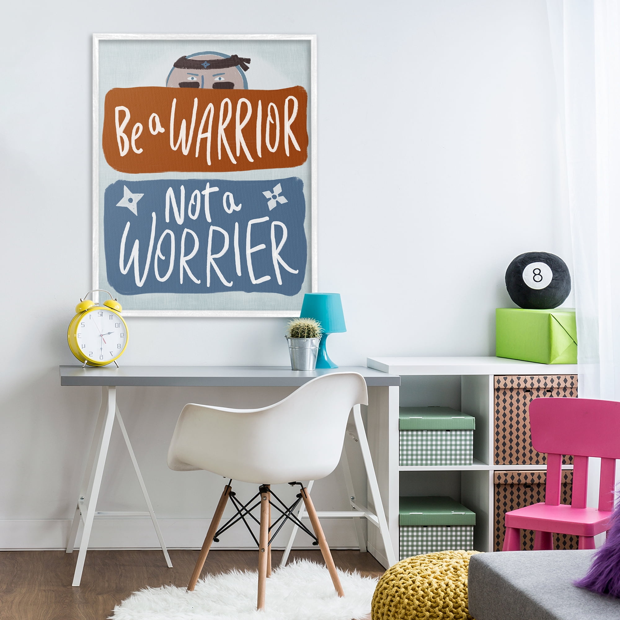 Stupell Industries Warrior Not Worrier White Framed Giclee Art, design by Connie Summers