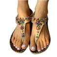 thumbnail image 3 of Penkiiy Women's Sandals Beaded Flat Summer Shoes T-Strap Thong Bohemian Casual Dressy Sandals for Women 38 Brown, 3 of 7