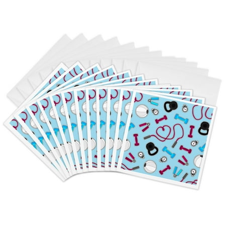 3dRose, Fitness Love Personal Trainer Pattern Blue, 12 Greeting Cards with envelopes