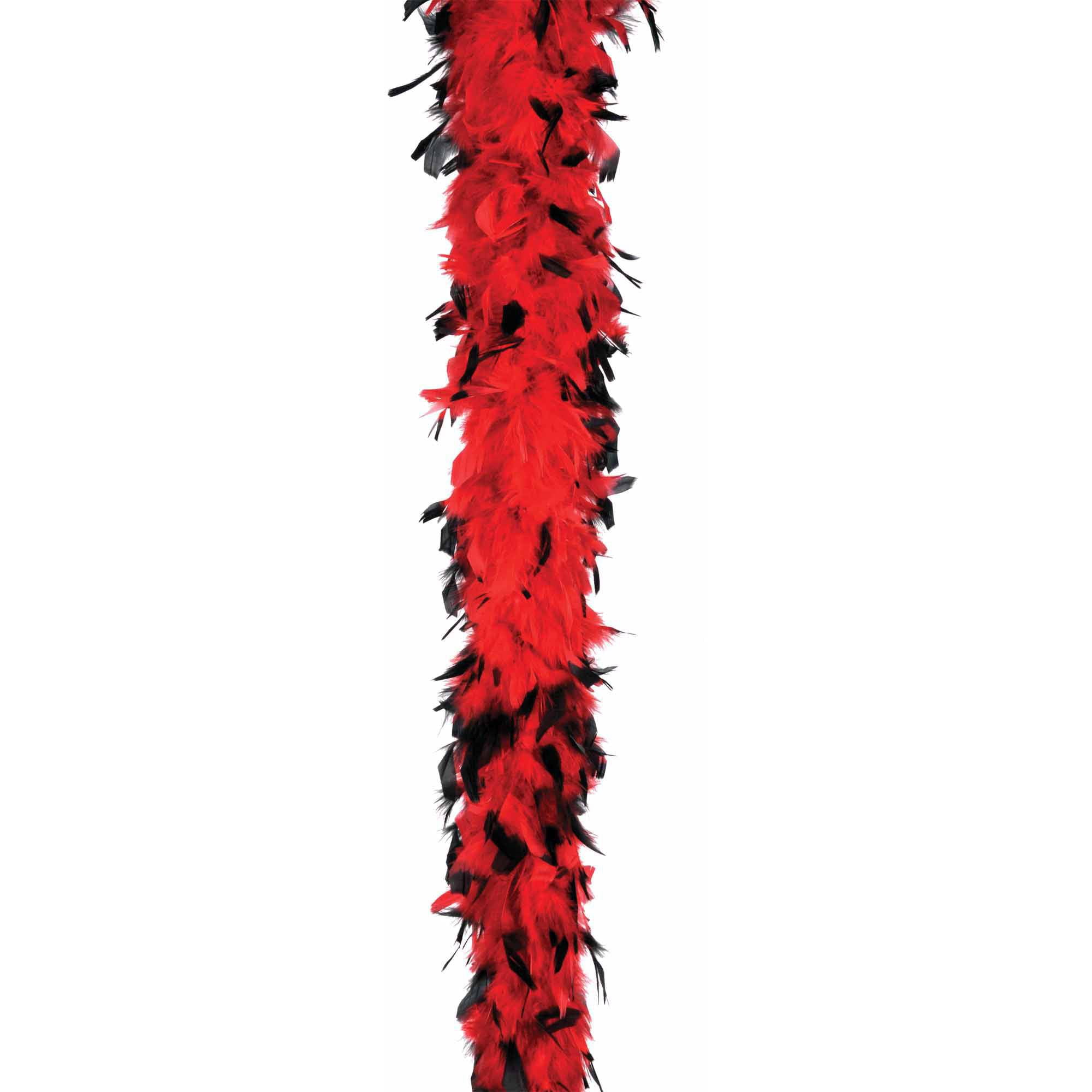 Red with Black Tips Boa Feather 40Gram Chandelle Adult Halloween