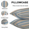 thumbnail image 5 of Throw Pillow Covers 16x16 Inch Set of 2, Blue Brown Beige Waterproof Outdoor Pillow Covers, Boho Farmhouse Abstract Stripes Art Decorative Cushion Pillowcases for Couch, Sofa, Bed, Garden, Patio, 5 of 9