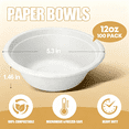 BPPEG 100 Pack 12Oz Paper Bowls White Disposable Compostable ...