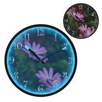 Voice Activated Clock with Glow Light 12 Inch Large Silent Wall Clock Battery Operated for Home Decor Pink Daisies