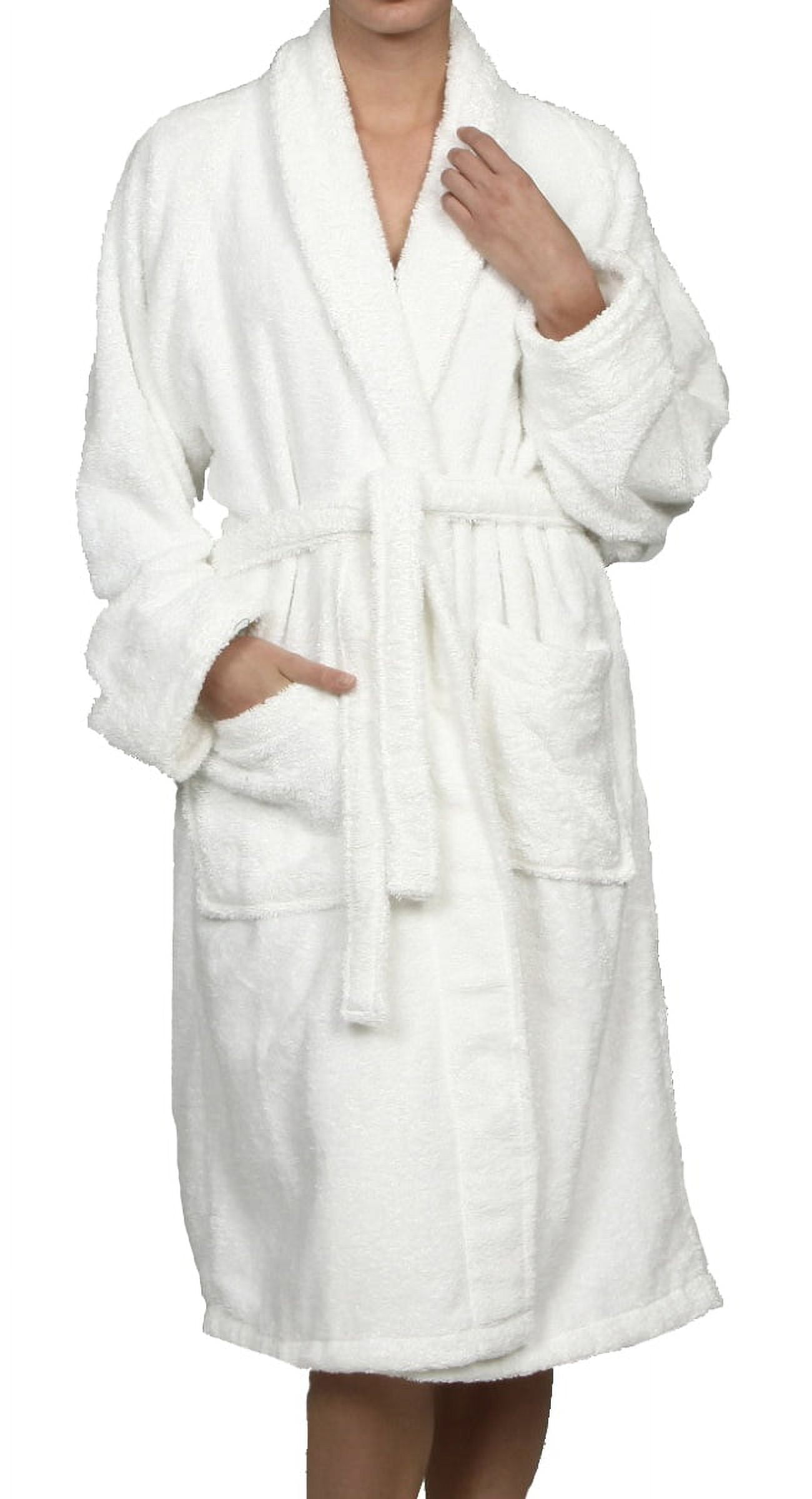 Superior Terry Cotton Adult Unisex Soft Lightweight Bathrobe, Medium, White