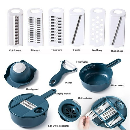 

12 In 1 Vegetable Cutter Slicer Kitchen Tool Stainless Steel Plastic Fruit Potato Carrot Onion Cooking Gadget Accessories