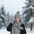 thumbnail image 2 of HNMKIU Winter Knitted Scarf Hat Set Thermal Lined Outdoor Riding Ear Cold Weather Cozy Windproof Unisex Grey - One Size, 2 of 5