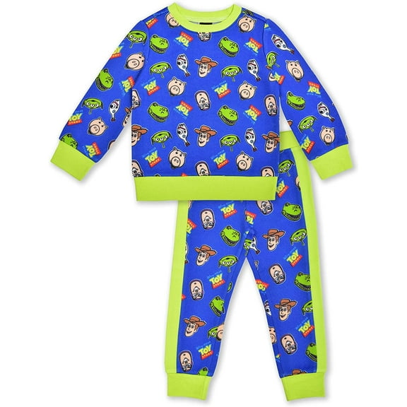Toy Story Woody, Buzz Lightyear and Forky Boys 2 Piece All Over Print Crewneck and Jogger Set, Toddler