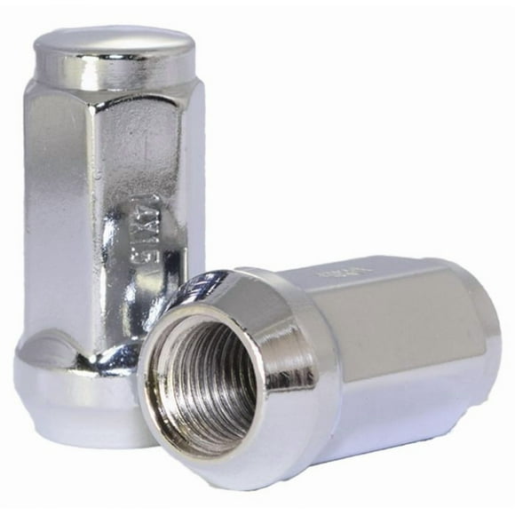 Coyote Wheel Accessories Lug Nut 301173 14 Millimeter x 2 Thread Size; 60 Degree Conical Bulge; Acorn; 1.90 Inch Overall Length; 3/4 Inch Lug Nut Hex Size; Chrome Plated; Silver; Steel; Box Of 25