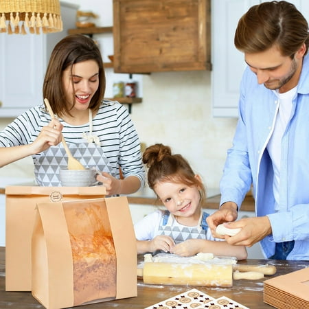 

25 Pack Bread Bags For Homemade Bread With Stickers Large Paper Bread Bags With Clear Window Bread Storage For Homemade Bread Bread Baking Supplies Beeswax Sheets for Food Storage Snack Pouch