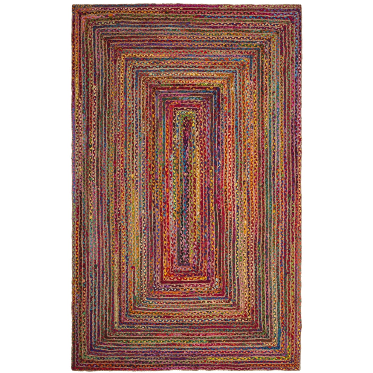 SAFAVIEH Cape Cod Miah Geometric Area Rug, Red/Multi, 10' x 10' Round
