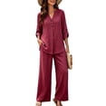 thumbnail image 7 of Ashirexll Womens 2 Piece Outfits Fashion Linen Blend Long Sleeve Top with Matching Pants Pocket Casual Set, 7 of 7