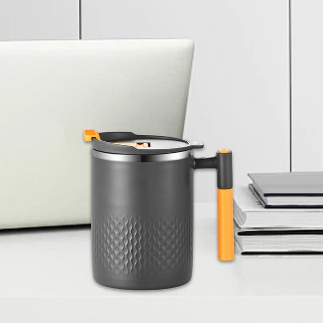 Taza de café con aislamiento de acero inoxidable, botella de agua, taza para beber, taza de té de 400 ml con asa, taza térmica para coche, hogar y Gris oscuro