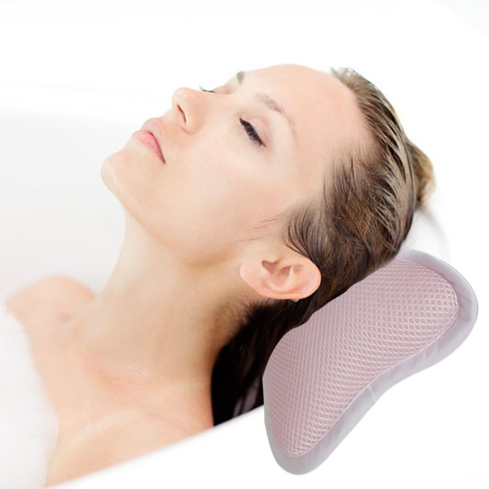 Comfortable Bath Pillow with 2 Suction Cups, Supports Neck and