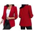 thumbnail image 2 of Womens Long Sleeve Blazer Business Casual Open Front Work Office Suit Jackets Red M, 2 of 6