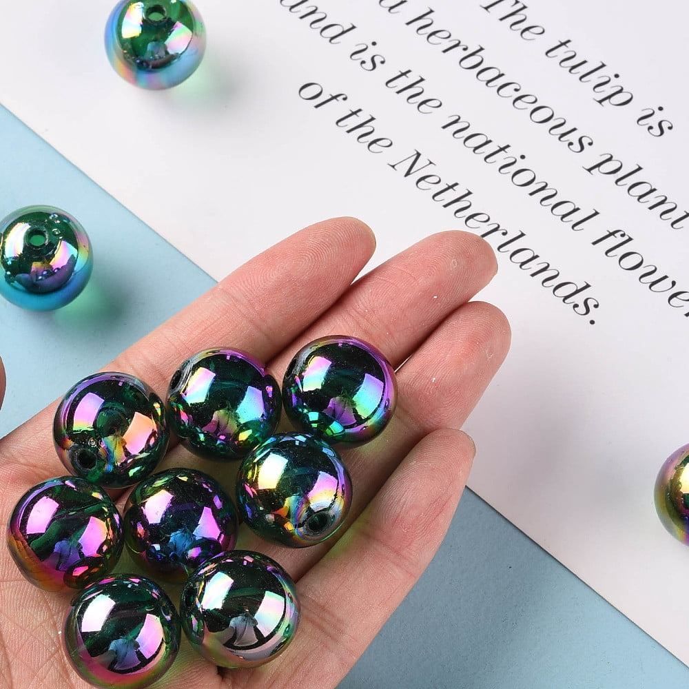 Transparent Acrylic Beads AB Color Plated Round Green 20x19mm Hole: 3mm 111pcs/500g diy