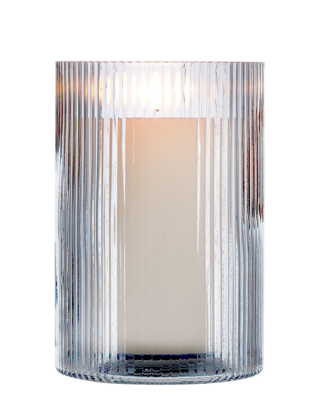 Better Homes & Gardens Blue Glass Ribbed Hurricane Candleholder, 8", Large, Living Room