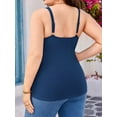 thumbnail image 4 of Charmo Women Plus Size Tank Tops with Built-in Padded Bra Adjustable Strap V-Neck Camisole Cotton Cami Shirts 1X-4X, 4 of 6