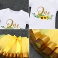 thumbnail image 5 of IBTOM CASTLE Infant Baby Girl One Year Old Birthday Outfit Floral Lace Party Cake Smash Romper + Tutu Skirt + Crown Clothes Set for Photo Shoot 1 Year Sunflower - One, 5 of 8