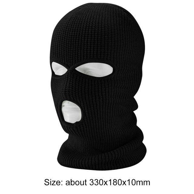 Gorro con capucha para ciclismo de cara completa, 3 agujeros, pasamontañas de punto cálido, máscara de esquí (negro) Hugtrwg Accesorios para bicicletas