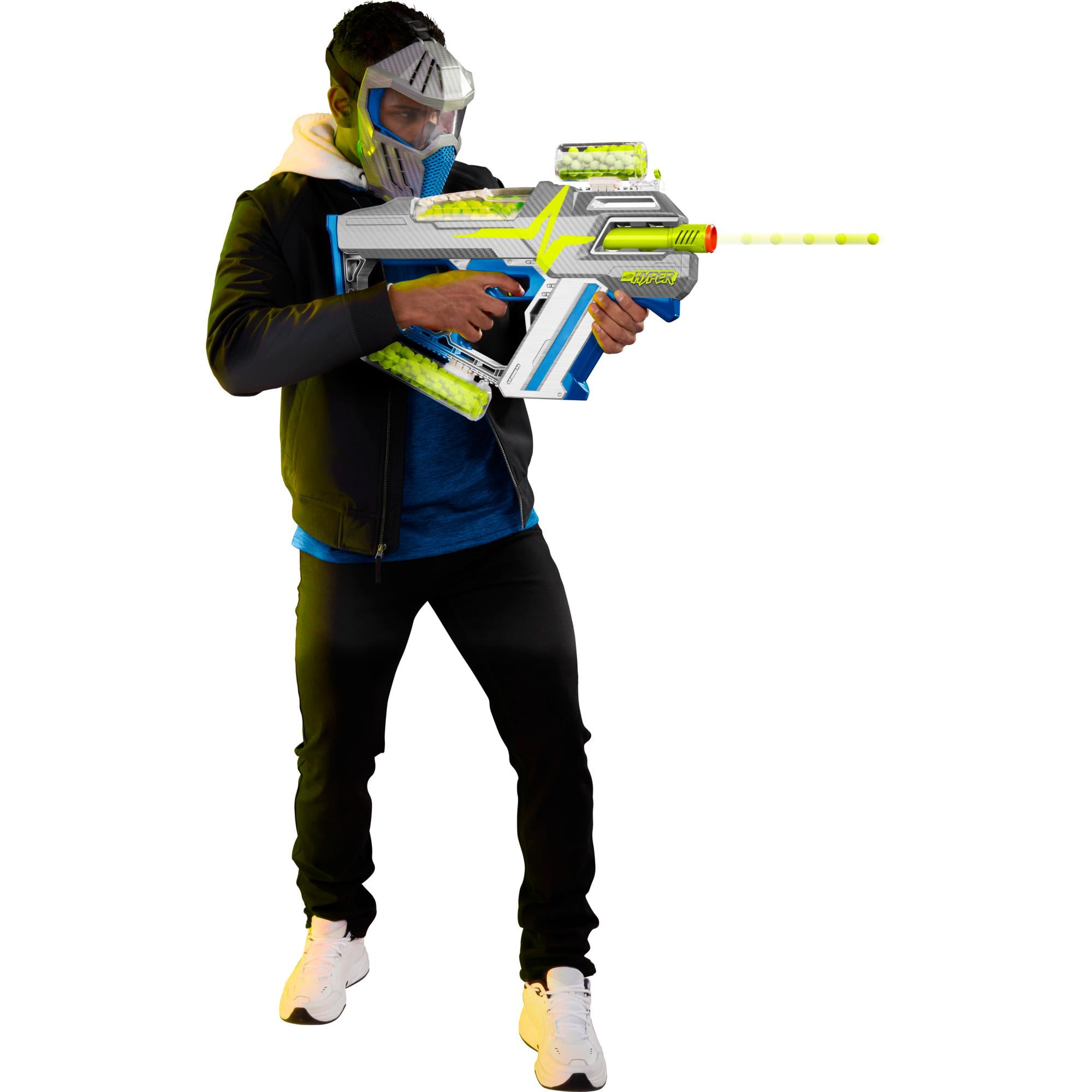 Nerf Hyper Mach 100 Fully Motorized Electronic Ball Dart Blaster with 80 Hyper Rounds For Outdoor Games Ages 14 and Up