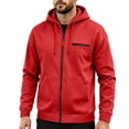 thumbnail image 4 of UVEASISHA Full Zip Hooded Jackets for Men Drawstring Lightweight Zip Up Hoodies Loose Fit Long Sleeve Athletic Jacket Solid Color Casual Outerwear Daily Street Style Red XXL, 4 of 4