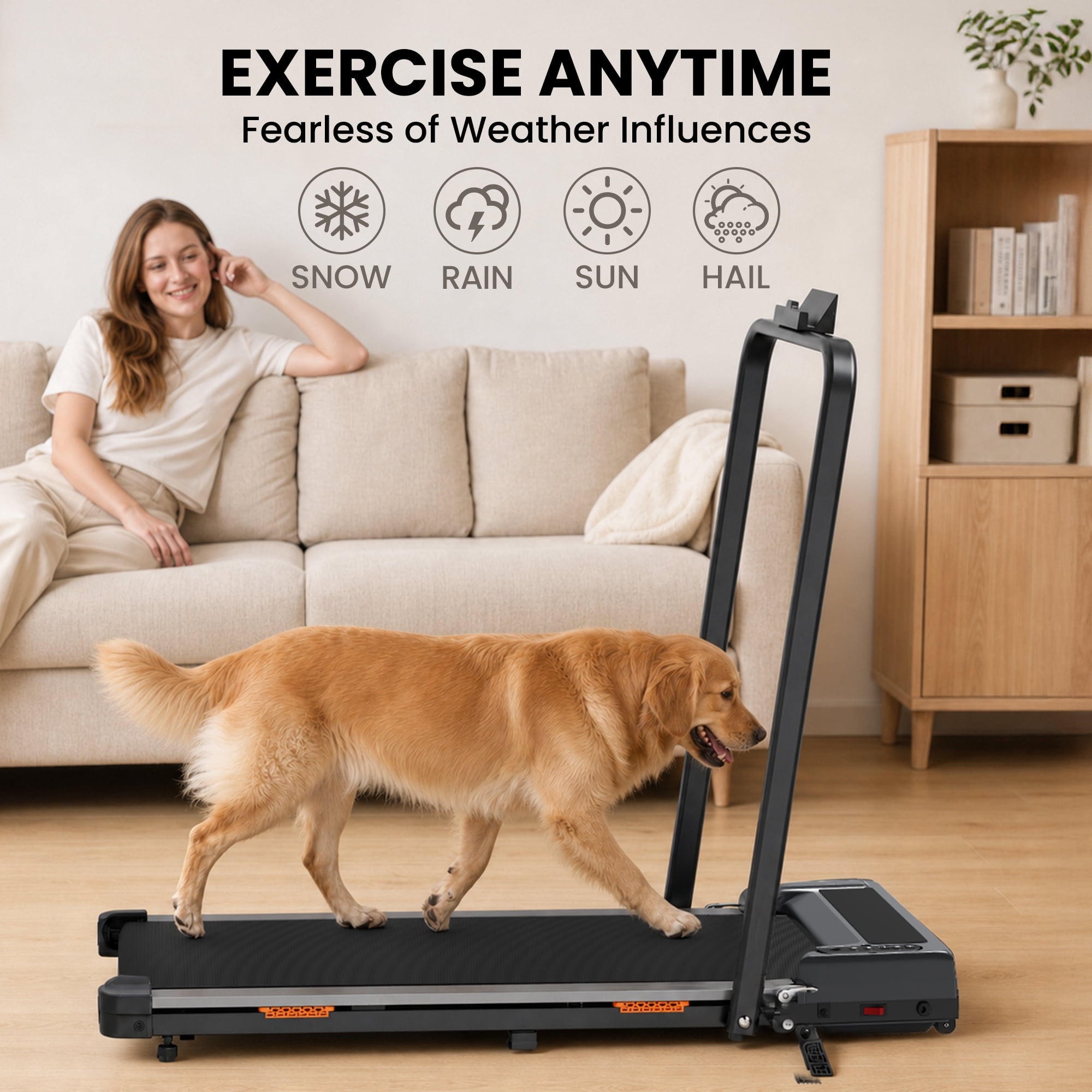 ASoopher Foldable Walking Pad with Incline and Handle Bar, Small Portable Treadmill, for Home and Office，2.5 HP Under Desk Treadmills, 0.6-3.8 MPH, Black