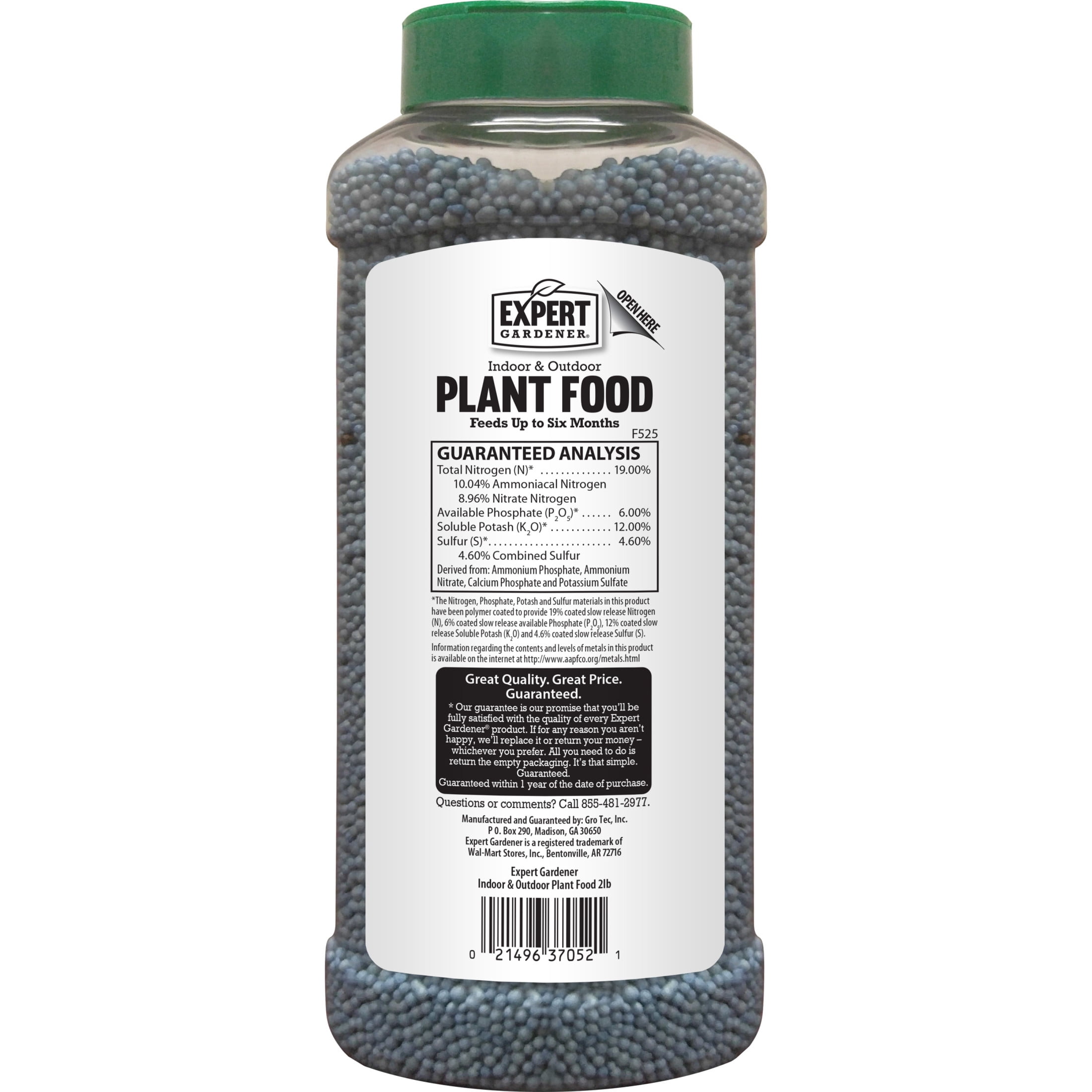 Expert Gardener Indoor & Outdoor Plant Food 19-6-12 Fertilizer, Feeds up to 6 Months; 2 lb.