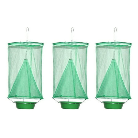 3 Pack Ranch Fly Trap Fly Catcher, Fly Catching Cage for Indoor or Outdoor for Family Farms, Park,