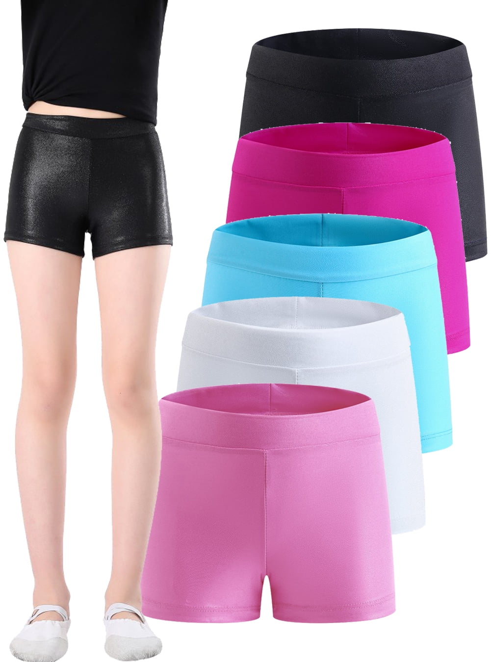 Little Big Girls' Sparkle Dance Tumbling Athletic Gymnastics Short