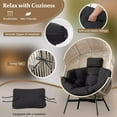 thumbnail image 3 of Laicejoy Oversized Egg Style Chair, Wicker Stationary Patio Egg Chair w/ Cushions & Headrest, Heavy-Duty Metal Frame, 3 of 8