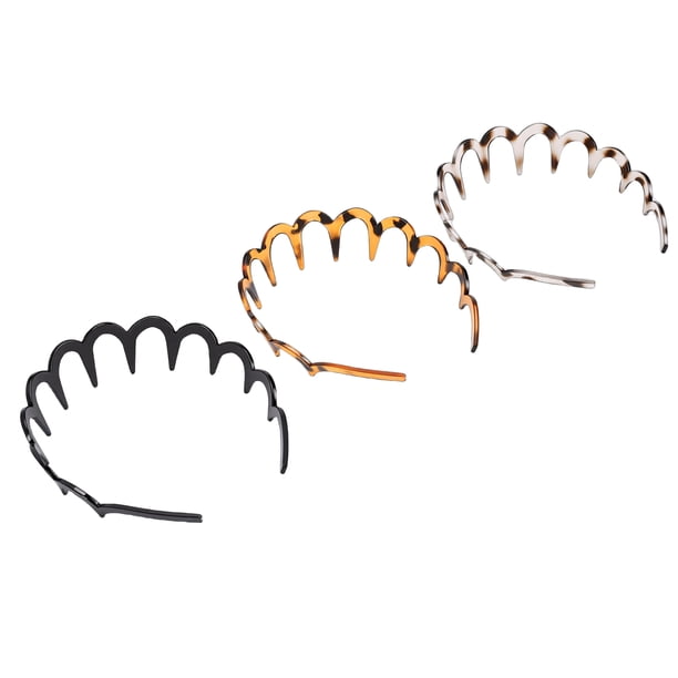 Diadema De Plástico En Zigzag De 3 Piezas, Banda Para El Cabello Con Peine De Dientes De Alta Reversible De Doble Cara En Forma De U Para Mujeres, Con Dientes Antideslizantes