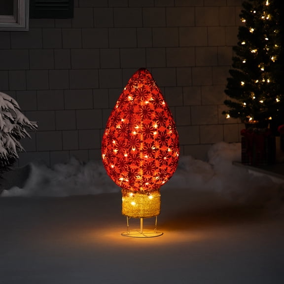 Northlight LED Lighted Retro Light Bulb Outdoor Christmas Decoration - 32" - Red - Warm White
