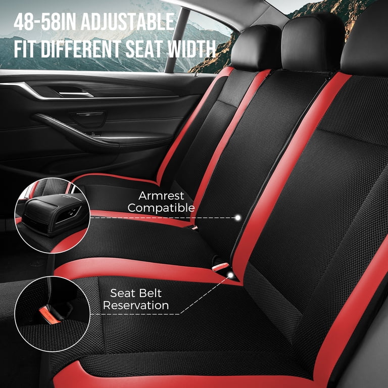 FLORICH Leather Mesh Full Set Seat Covers, Black & Red photo 5