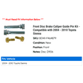 thumbnail image 2 of Front Disc Brake Caliper Guide Pin Kit - Compatible with 2004 - 2010 Toyota Sienna 2005 2006 2007 2008 2009, 2 of 2